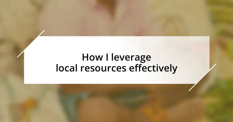 How I leverage local resources effectively