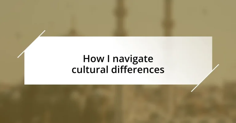 How I navigate cultural differences