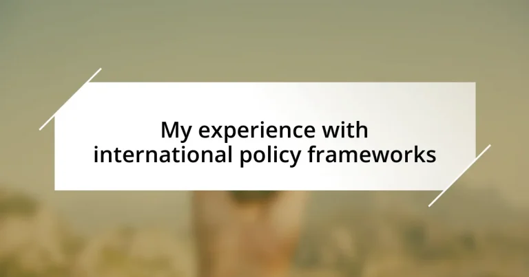 My experience with international policy frameworks