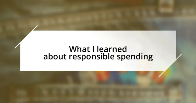 What I learned about responsible spending