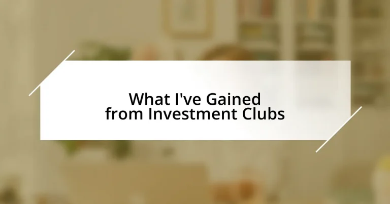 What I’ve Gained from Investment Clubs