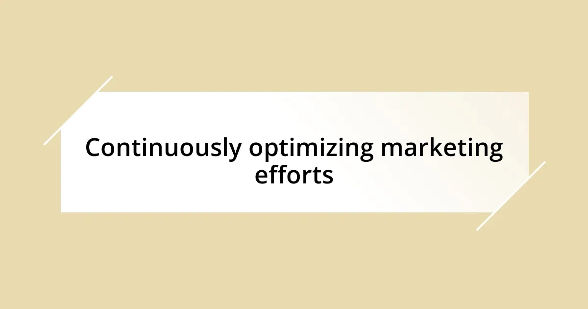 Continuously optimizing marketing efforts