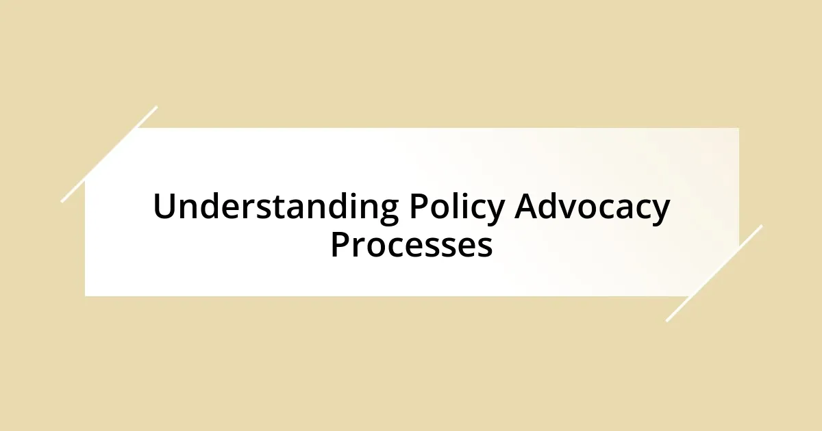 Understanding Policy Advocacy Processes