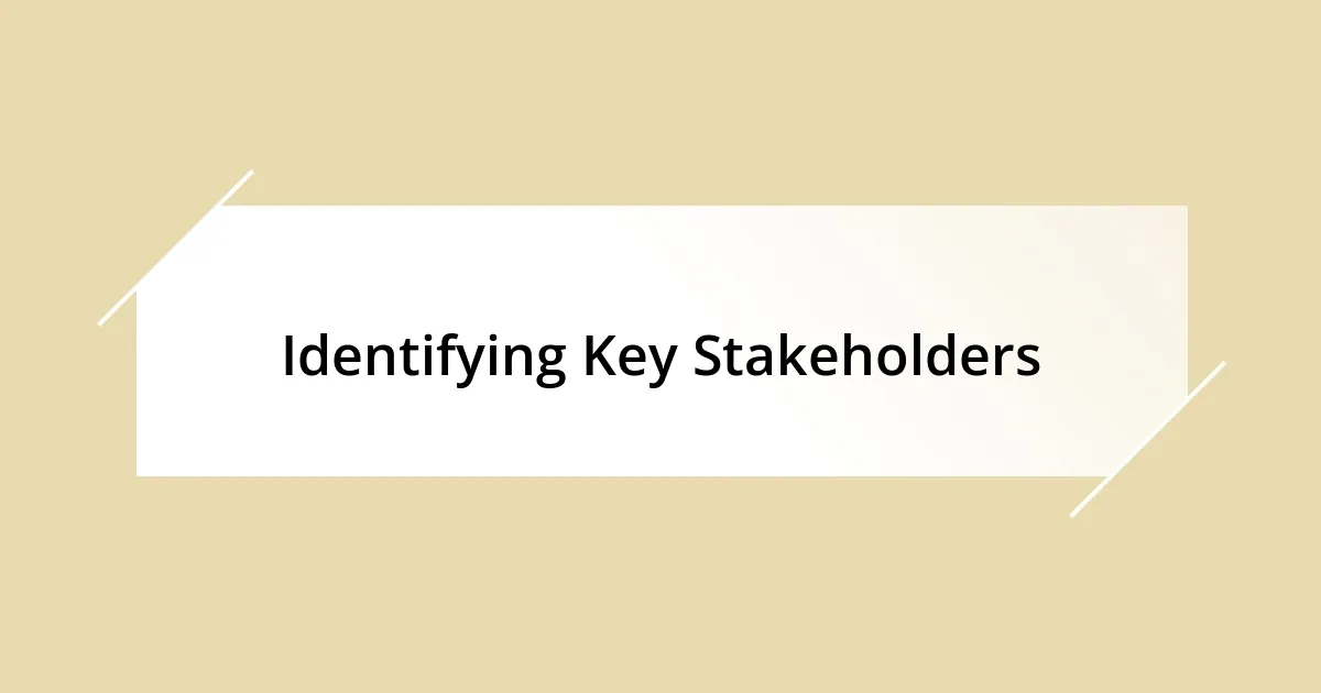 Identifying Key Stakeholders