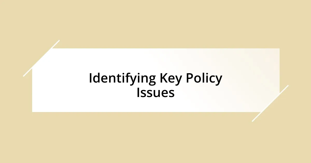 Identifying Key Policy Issues