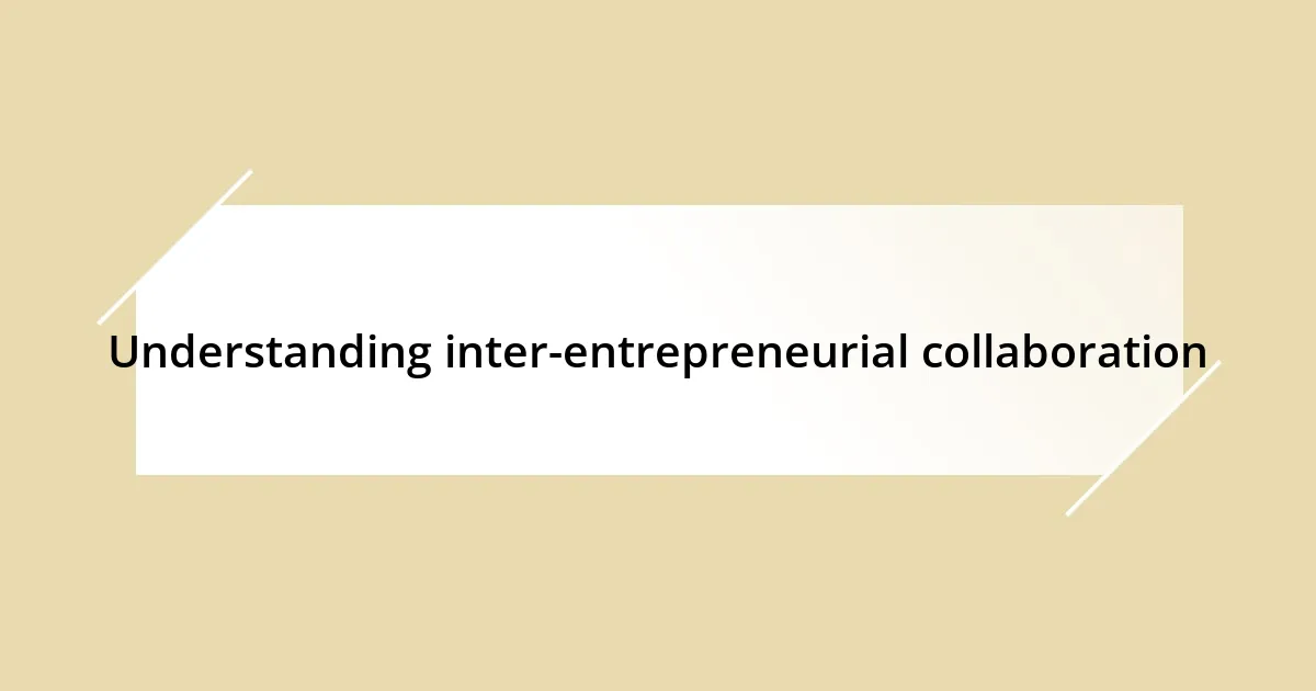 Understanding inter-entrepreneurial collaboration