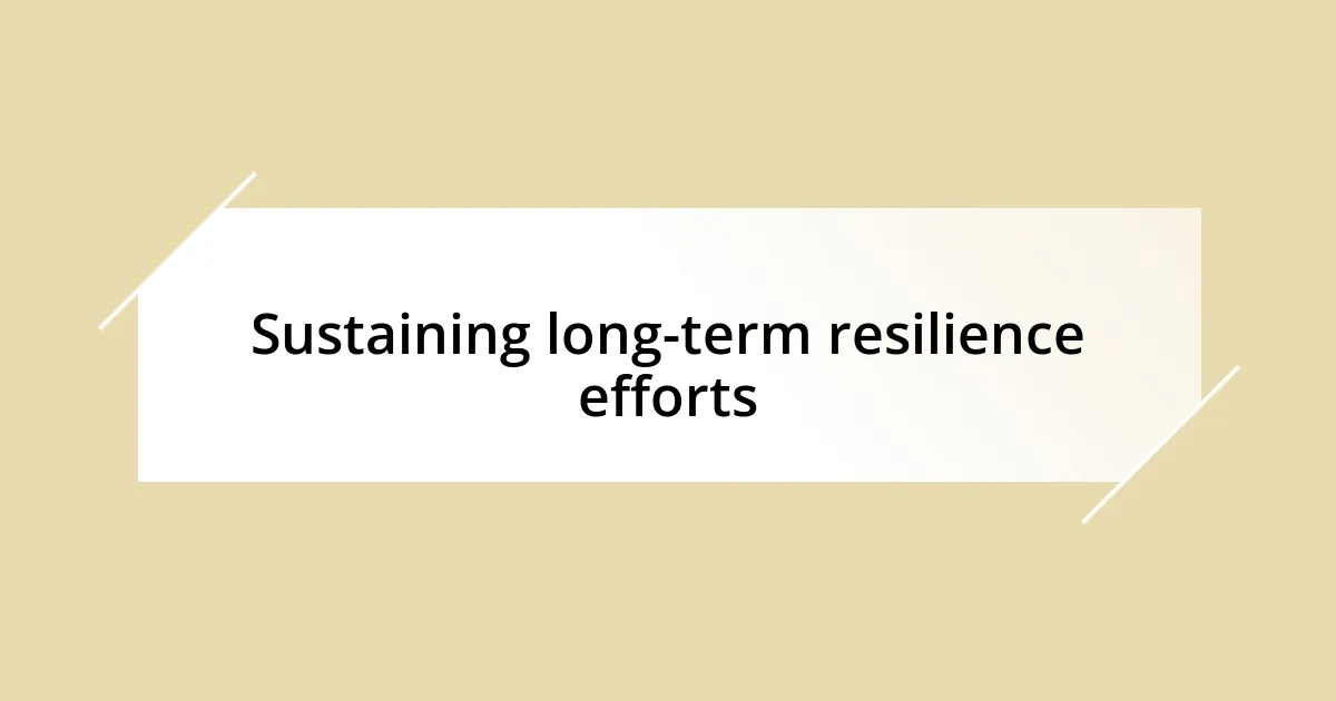 Sustaining long-term resilience efforts