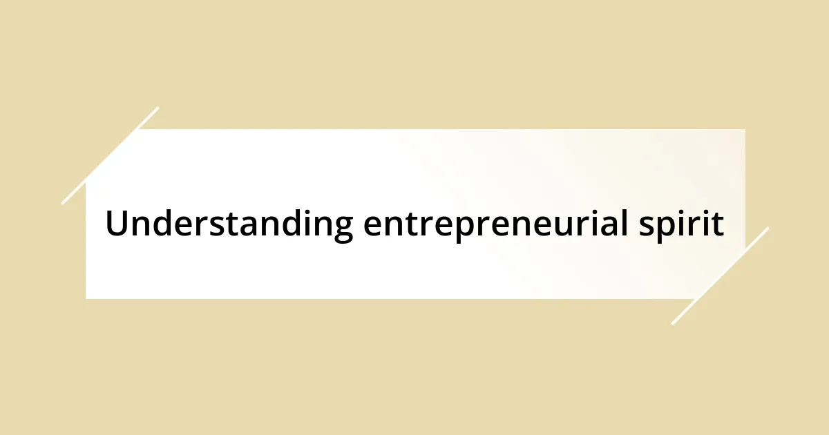 Understanding entrepreneurial spirit