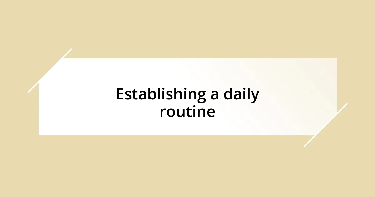 Establishing a daily routine