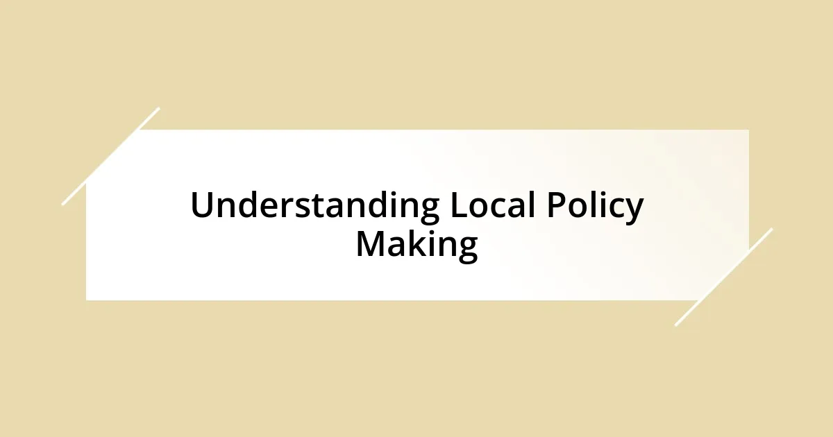 Understanding Local Policy Making