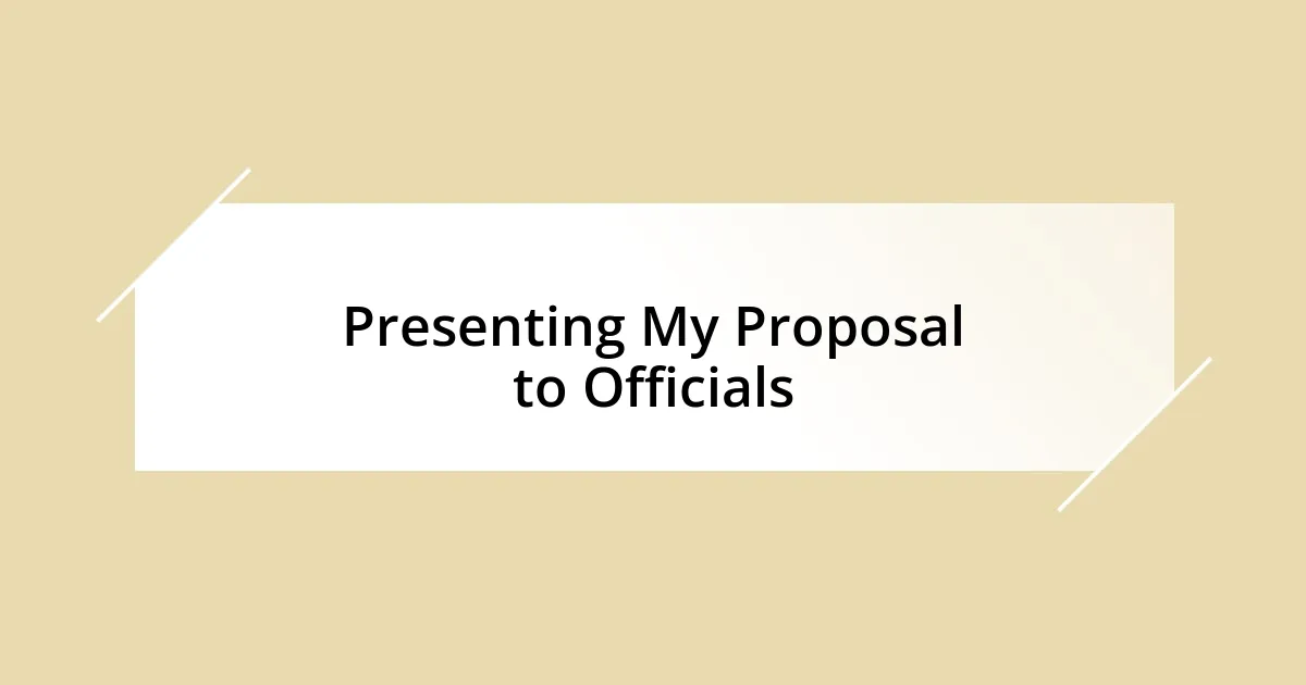 Presenting My Proposal to Officials