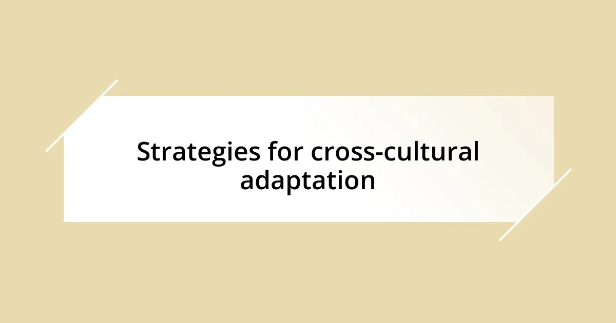 Strategies for cross-cultural adaptation