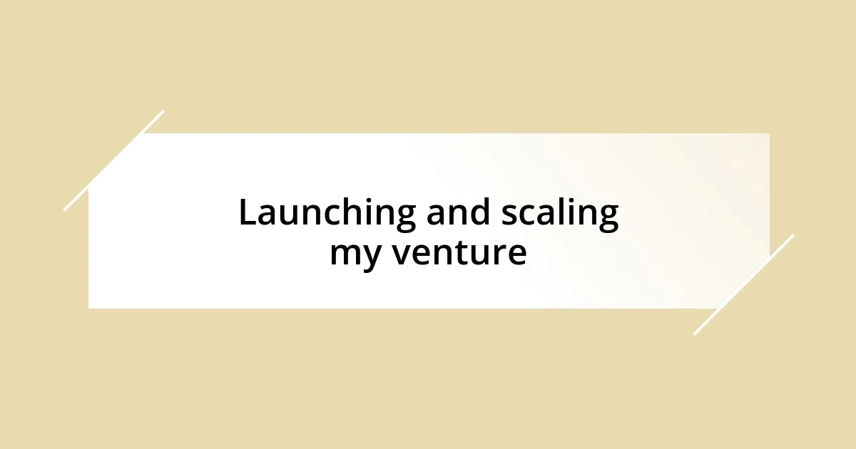 Launching and scaling my venture