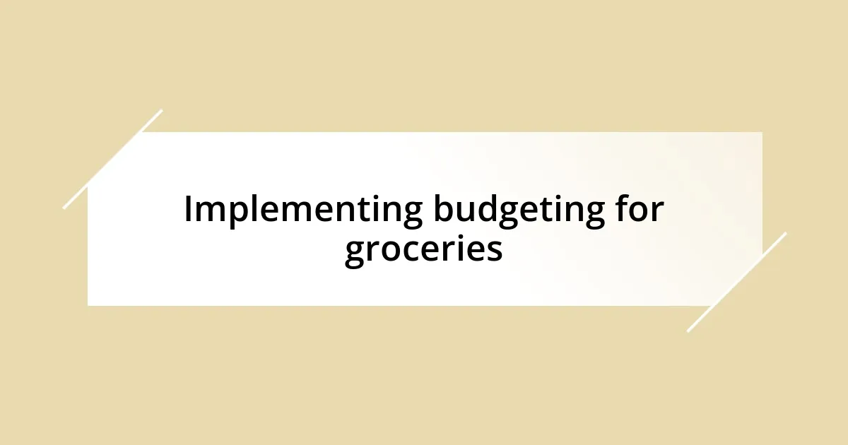 Implementing budgeting for groceries