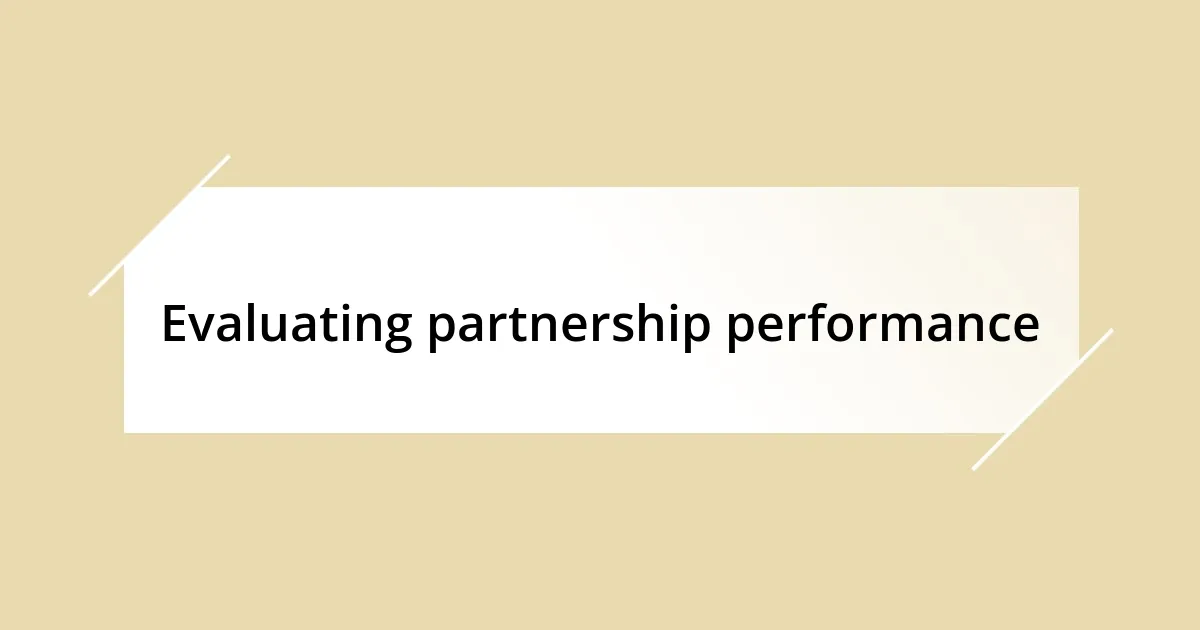 Evaluating partnership performance