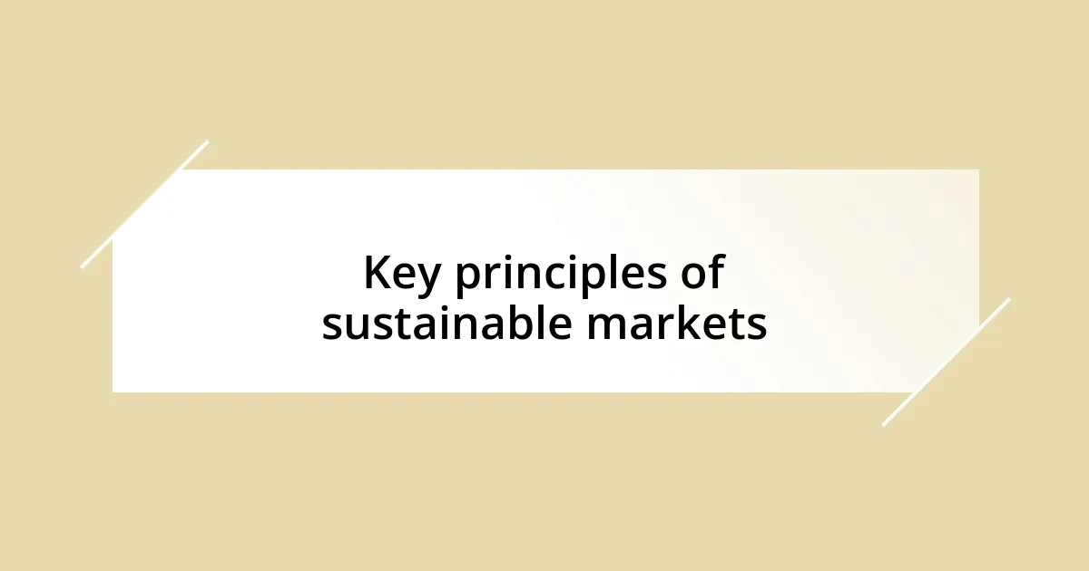 Key principles of sustainable markets