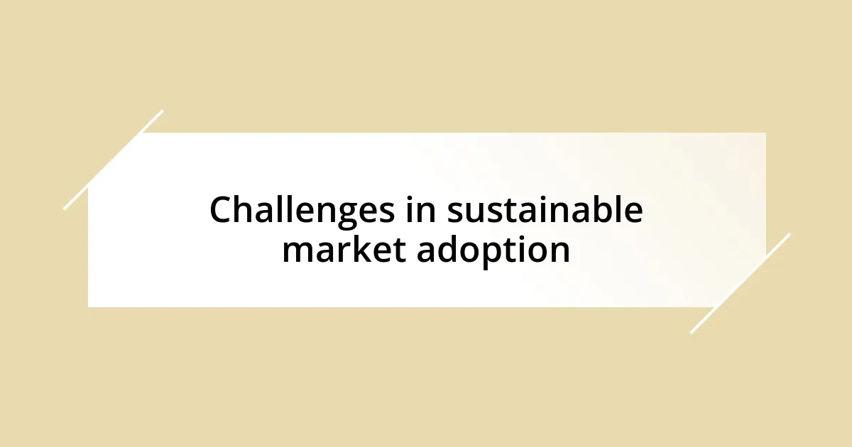 Challenges in sustainable market adoption