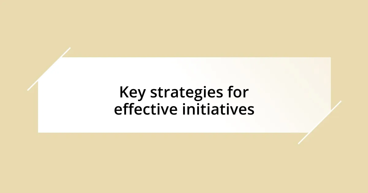 Key strategies for effective initiatives