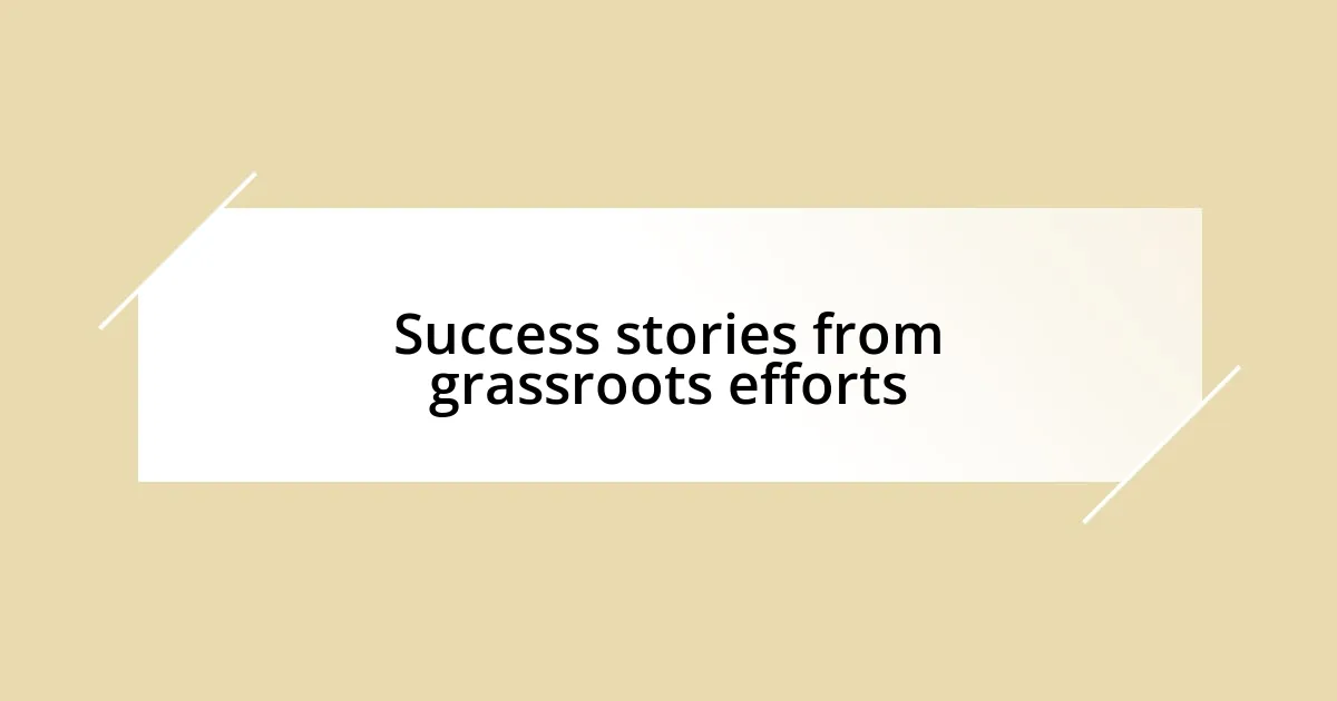 Success stories from grassroots efforts