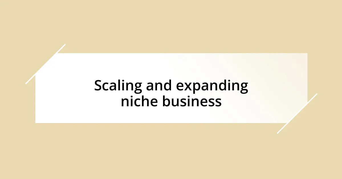 Scaling and expanding niche business