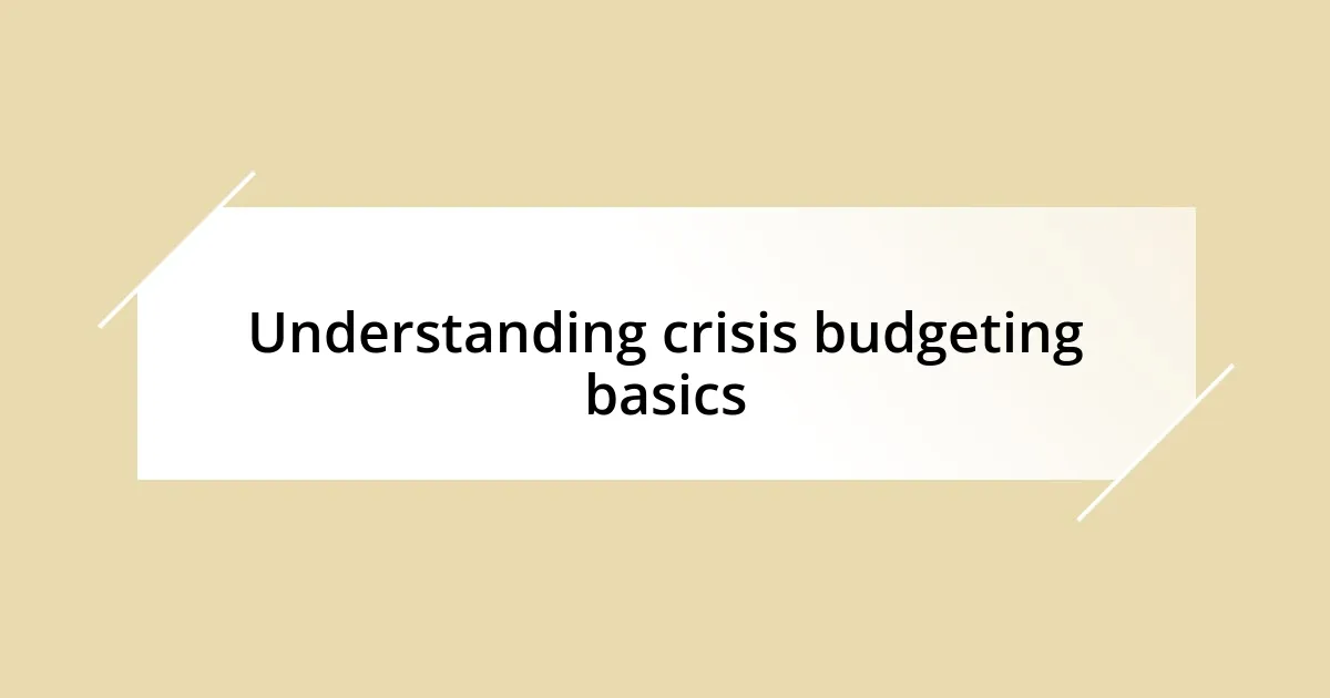 Understanding crisis budgeting basics