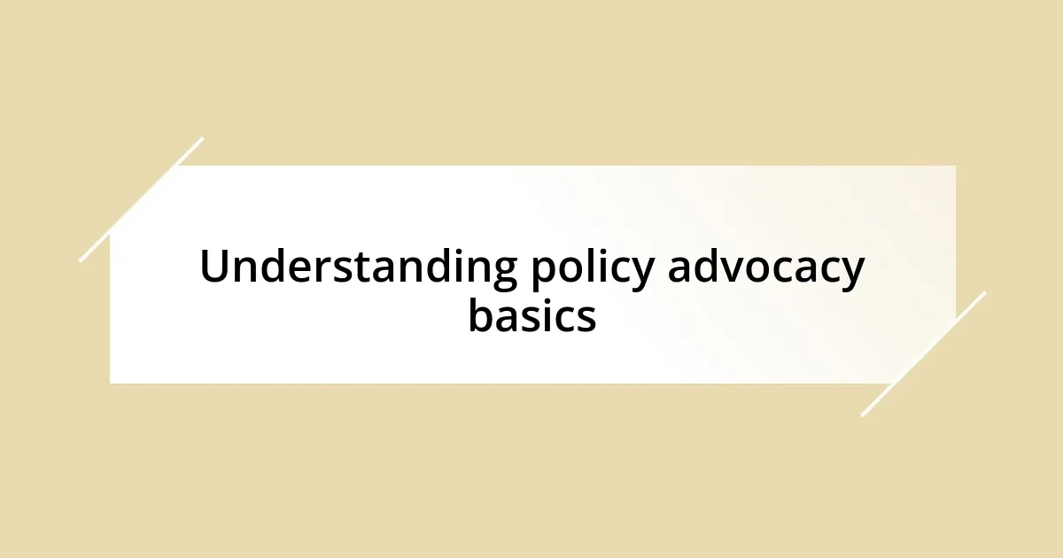 Understanding policy advocacy basics